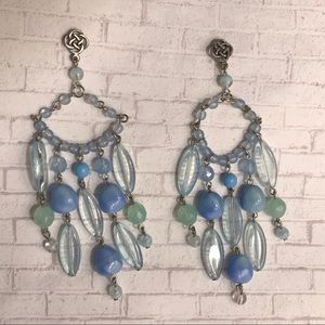 Infinity knot blue beaded chandelier boho earring